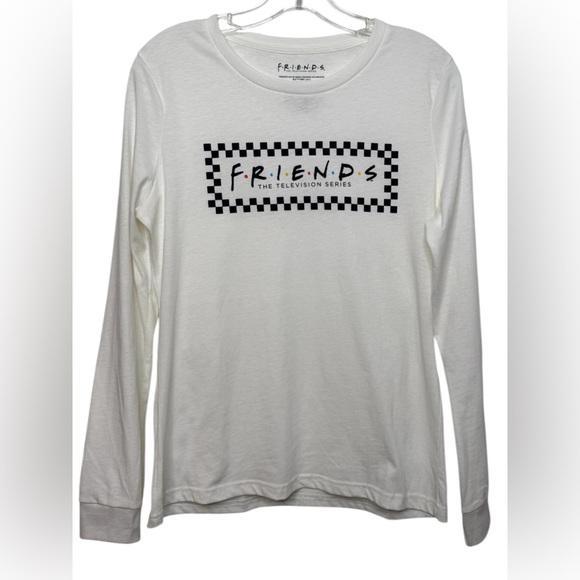 Isaac Morris Tops - Friends White Graphic Long Sleeve Tee Medium